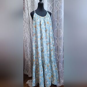 Tree Bird Nest XL Floral Maxi Dress in Blue and Yellow